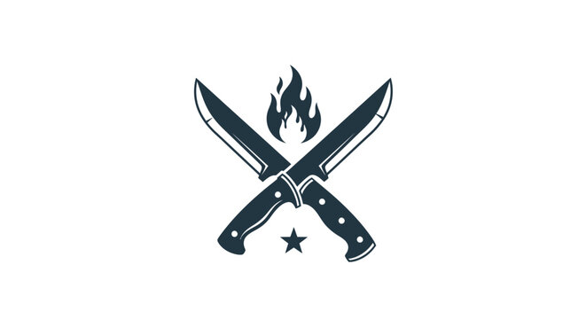 Black knives with flame logo symbol.