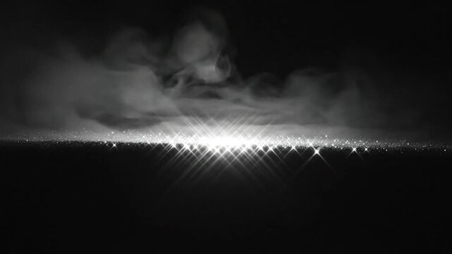 Abstract slow motion effect with sparkling lights and fog creating an atmospheric dreamy backdrop