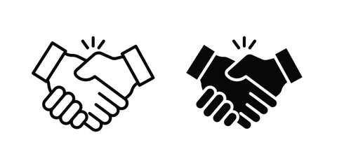 Fototapeta premium Business deal icon design. Editable silhouette and Thin Stroke outlined icons pack