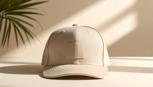 Beige baseball cap with logo detail