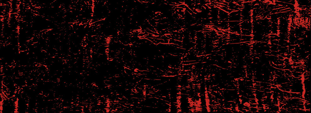 Grungy Halloween red and black background.  Creepy spooky vector hand painted ink banner bg. Sponge stamps, splatter sprinkle texture. Grunge paint stroke design.Art