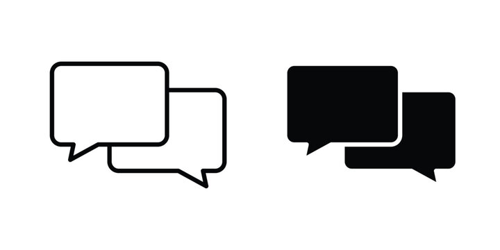 Chat bubble icon design. Editable silhouette and Thin Stroke outlined icons pack