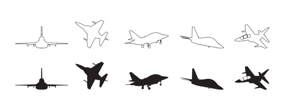 Alenia Aermacchi M-346 Master, Alenia Aermacchi M-346 Master Vector, Pilot, Airplane Vector, Jet. Set airplane icon. Aircrafts flat style vector illustration.