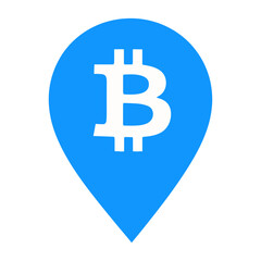 Obraz premium Vector graphic of a blue location pin with a white bitcoin symbol