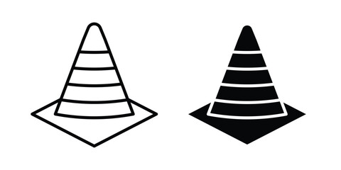 Fototapeta premium Construction cone icon design. Editable silhouette and Thin Stroke outlined icons pack