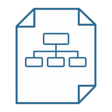 Vector a flowchart on a piece of paper with a blue outline.