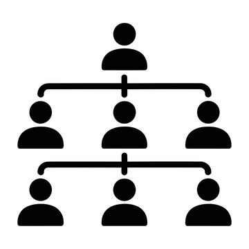 Vector a hierarchical organizational chart with multiple levels of management and employees