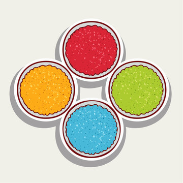 Four Bowls of Colorful Granulated Sugar or Sprinkles