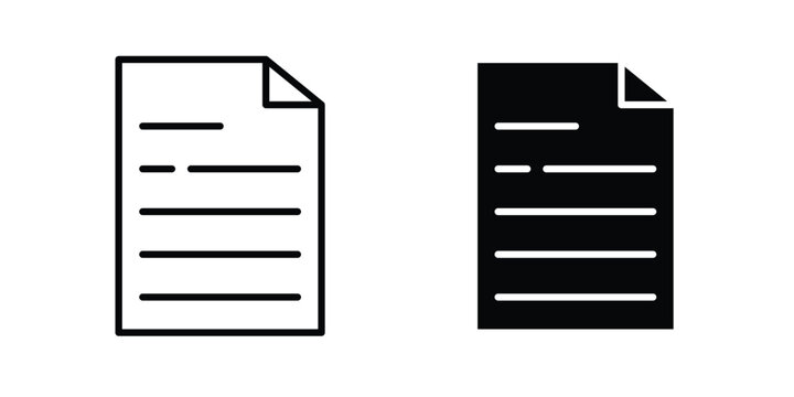 Document icon design. Editable silhouette and Thin Stroke outlined icons pack