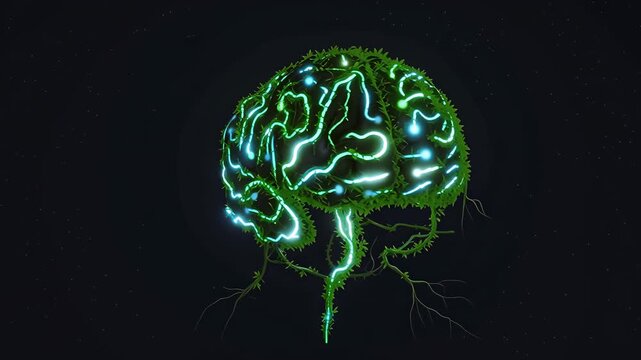Glowing Artificial Brain Formed by Nature Vines
