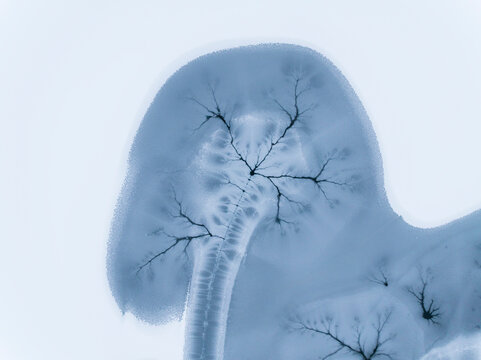 Abstract nature background of frozen lake with ice patterns, winter landscape, copy space, Fusine lakes, Tarvisio, Friuli, Italy.