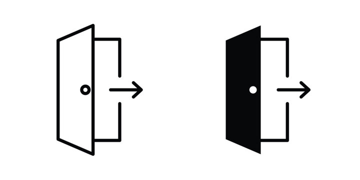 Exit icon design. Editable silhouette and Thin Stroke outlined icons pack