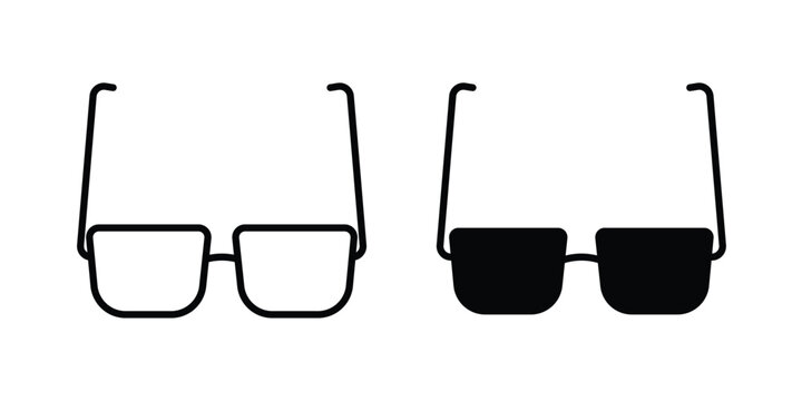 Eye glasses icon design. Editable silhouette and Thin Stroke outlined icons pack