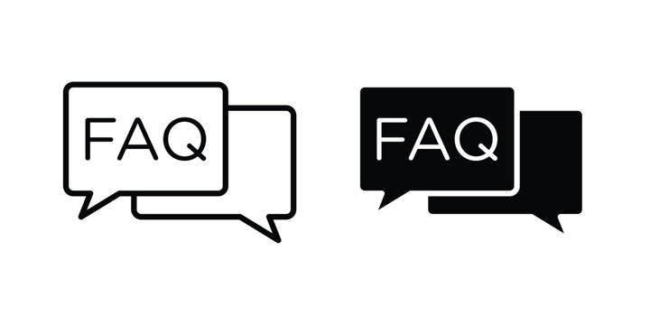 FAQs icon design. Editable silhouette and Thin Stroke outlined icons pack