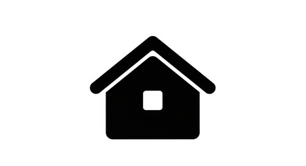 Fototapeta premium Simple Black House Icon with Square Window.