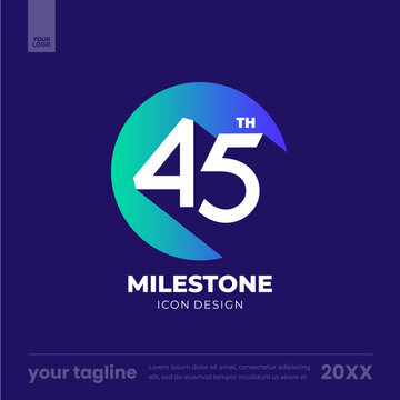 45th anniversary celebration design circle logo mark poster template