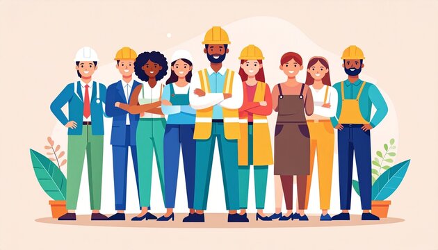 International Workers' Day May 1st Vector Concept with Diverse Professional Workers
