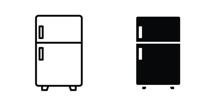 Fridge icon design. Editable silhouette and Thin Stroke outlined icons pack