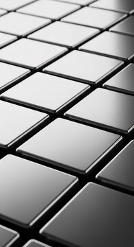 Abstract Metallic Grid Pattern with Reflective Square Tiles.