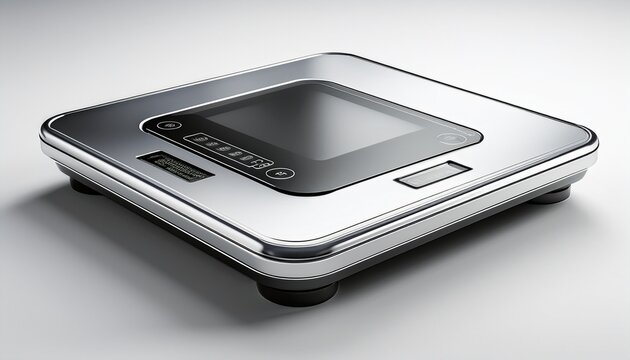 modern digital scale with sleek silver design isolated on a white background