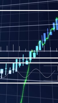 Vertical video: Grid ticks starting candles as green MA lifting price, reversing and showing +6
