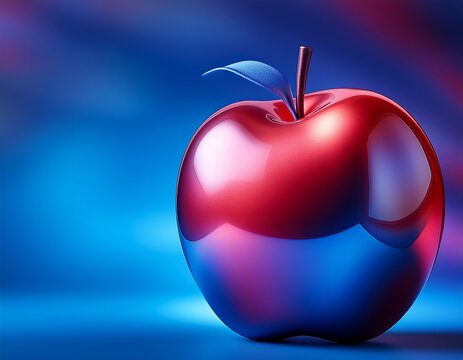 soft blue and red gradients adorn the abstract backdrop resembling the shiny apple wallpaper on macos
