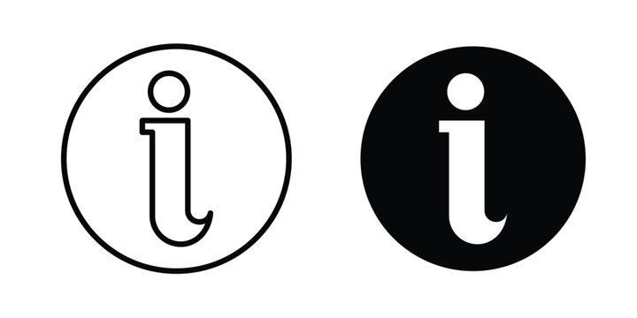 Info icon design. Editable silhouette and Thin Stroke outlined icons pack