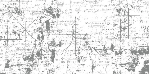Obraz premium Complex mathematical formulas and physics equations handwritten on textured chalkboard background for educational research and academic discovery concepts