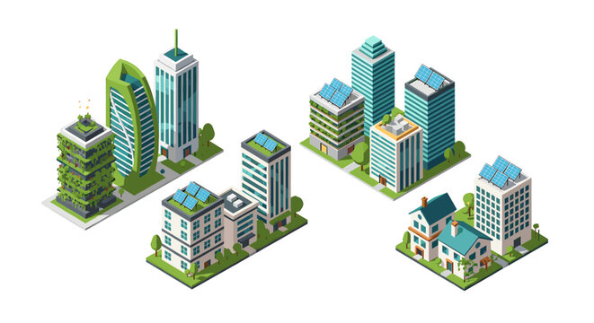 A modern illustration depicting a sustainable building with lush greenery. Evokes growth, innovation, and eco-consciousness. Ideal for marketing mater