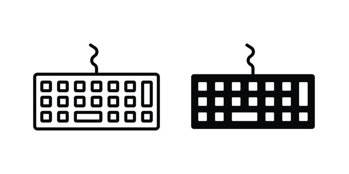 Keyboard icon design. Editable silhouette and Thin Stroke outlined icons pack