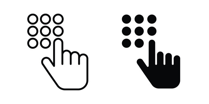 Keypad icon design. Editable silhouette and Thin Stroke outlined icons pack