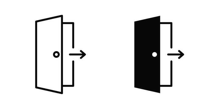 Logout icon design. Editable silhouette and Thin Stroke outlined icons pack