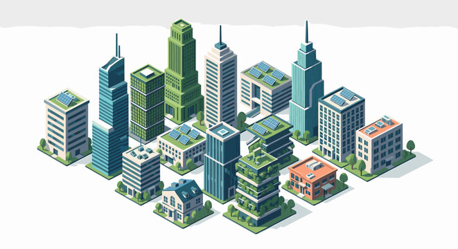 A clean, isometric illustration of a contemporary office building conveys professionalism and growth, ideal for business presentations or website grap