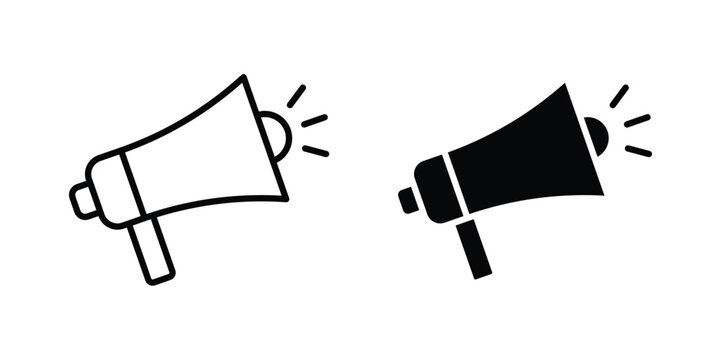 Loud Speaker icon design. Editable silhouette and Thin Stroke outlined icons pack