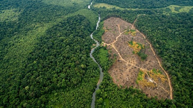 Lung Shaped Forest Deforestation Aerial Metaphor