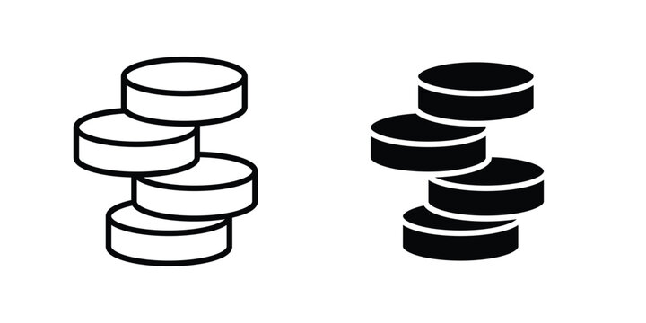 Money coin icon design. Editable silhouette and Thin Stroke outlined icons pack
