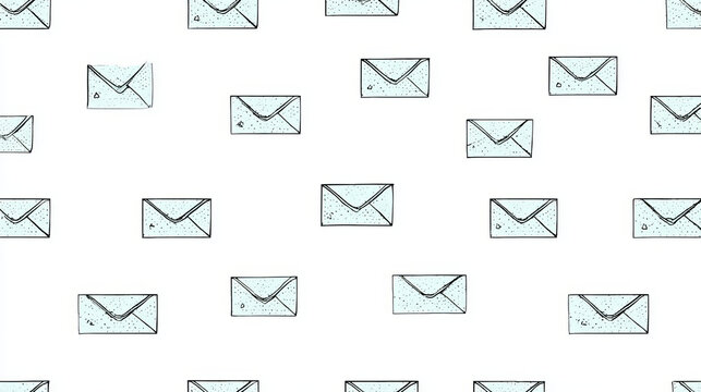 The envelope vector illustration. Stylish pattern in a gentle and plain style. Fashion art. Seamless pattern. Letter, Postcard, Writing, Message. On white background. Light Blue. Eps 10