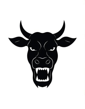 Angry bull head black silhouette logo.