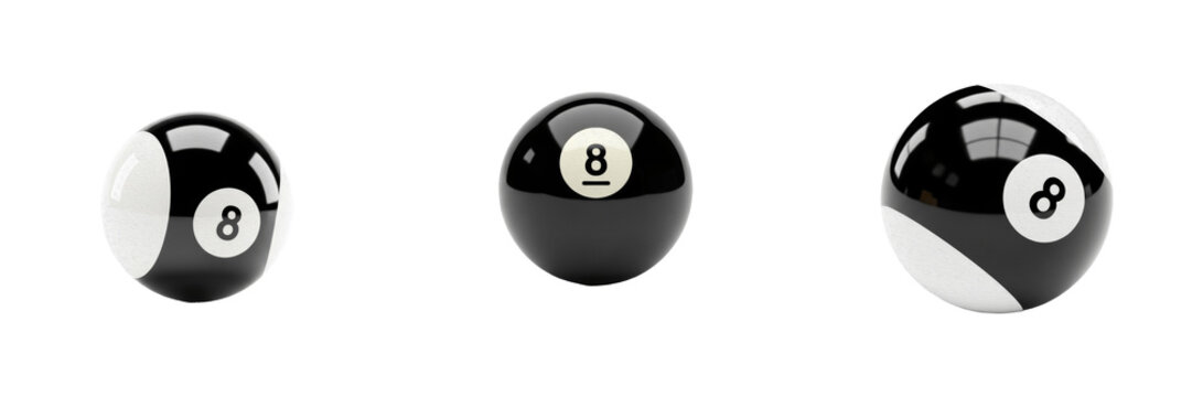 Realistic Black 8 Ball Billiards Sphere on White Background, Sports Equipment for Pool and Game Room Branding, Future Prediction and Fortune Telling Magic Ball Icon.