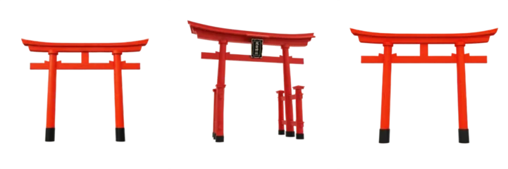 Fototapete Torii Tore Traditional Red Japanese Torii Gate Icon, Shinto Shrine Entrance Symbol for Japan Culture and Travel Tourism Branding, Oriental Religious Architecture Gate Illustration.  © Dangti