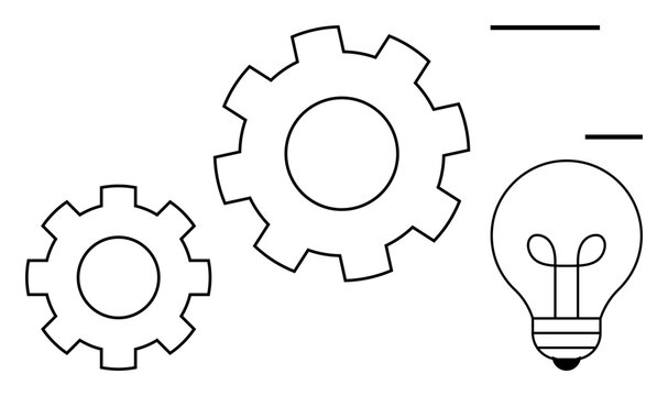 Innovation concept. Innovation by a gear mechanism and light bulb outlining creativity, ideas, and progress. Innovation fosters problem-solving and technological advancements. For technology