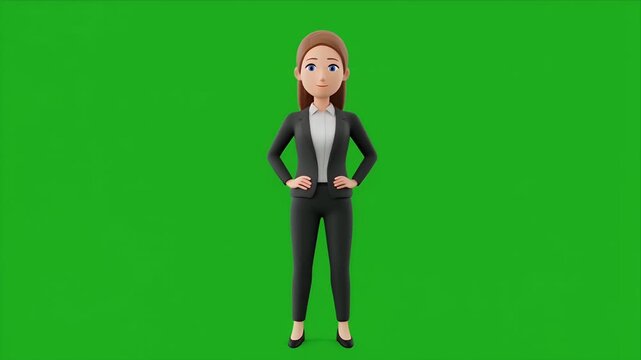 Professional Businesswoman On Green Screen In Confident Pose.