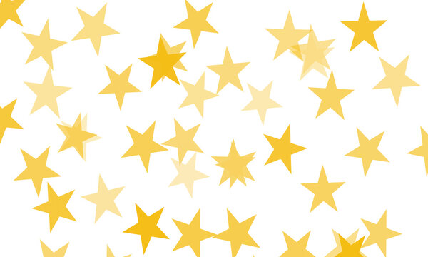 Golden stars falling on white background