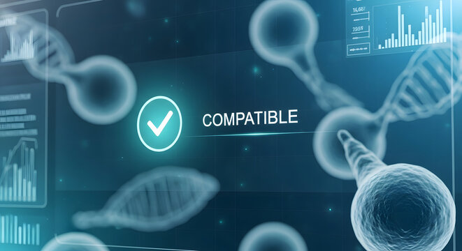 Futuristic DNA strands and cells with compatible medical data display