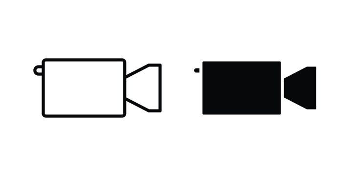 Video call icon design. Editable silhouette and Thin Stroke outlined icons pack
