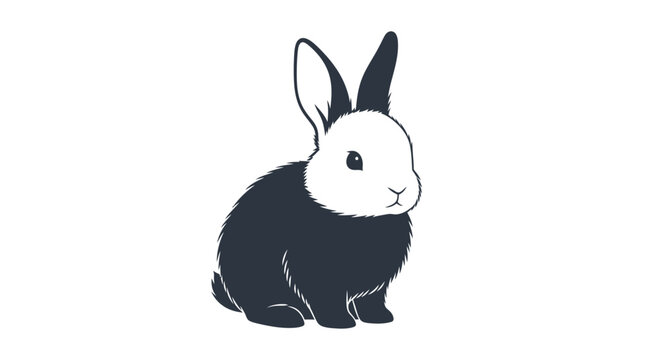 Cute Black and White Rabbit Sitting.