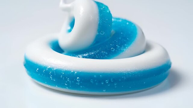 Closeup of Swirled Blue and White Toothpaste with Sparkles.