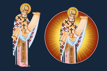 Fototapeta premium Gregory of Nazianzus. Illustration - fresco set in Byzantine style