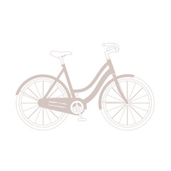 Fototapeta premium A bicycle is shown in profile on a plain background with wheels and a frame.