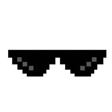 Pixelated black deal with it meme sunglasses isolated